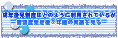 成年後見制度はどのように利用されているか
−新制度発足後2年間の実績を見る−